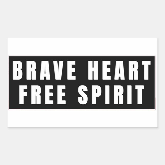 Sticker Rectangulaire Conception de texte Cœur Brave et Esprit Libre (Devant)