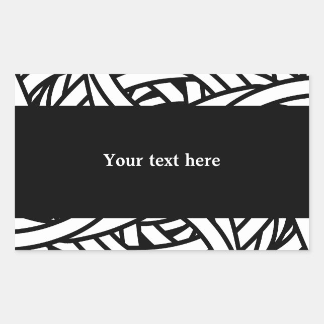 Sticker Rectangulaire Conception de tissage symétrique en noir et blanc (Devant)