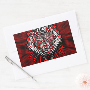 Sticker Rectangulaire Conception de totem tribal Haida Loup