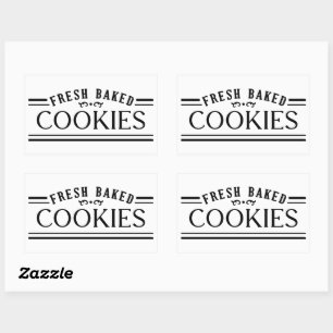 Sticker Rectangulaire Conception d'emblème de boulangerie de biscuits fi