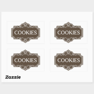 Sticker Rectangulaire Conception d'emblème de boulangerie de biscuits fi