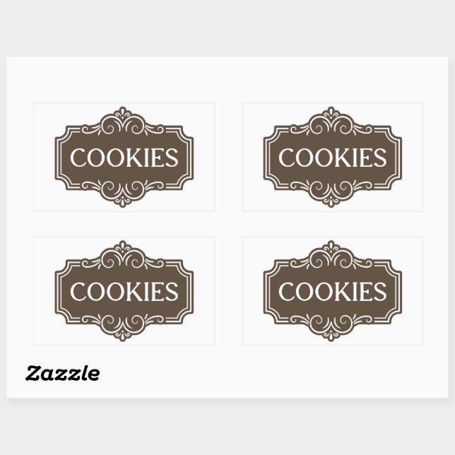 Sticker Rectangulaire Conception d'emblème de boulangerie de biscuits fi (Feuille)