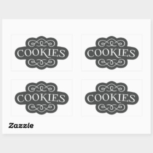 Sticker Rectangulaire Conception d'emblème de boulangerie de biscuits fi
