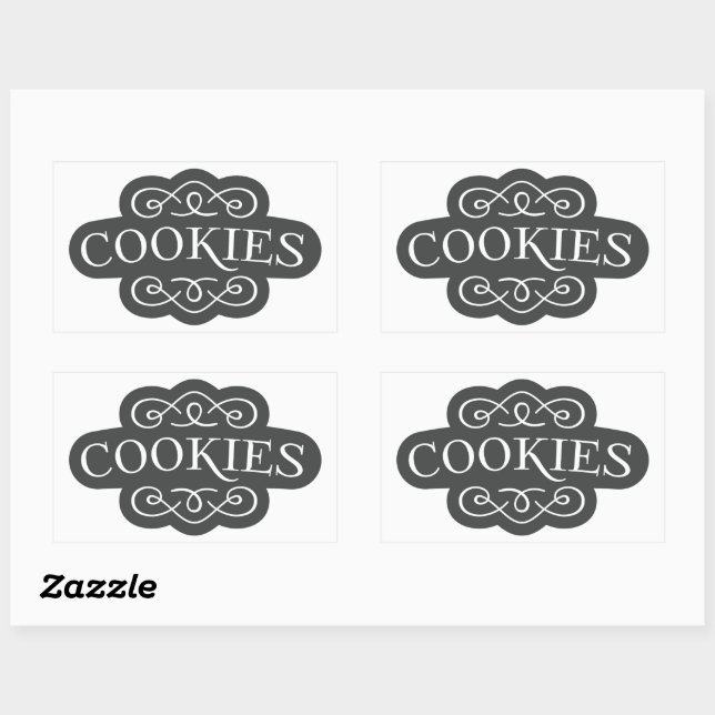 Sticker Rectangulaire Conception d'emblème de boulangerie de biscuits fi (Feuille)