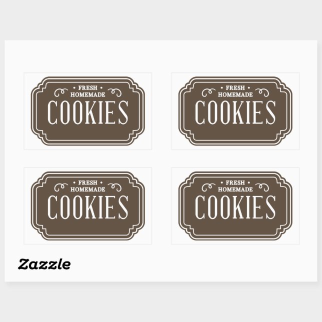 Sticker Rectangulaire Conception d'emblème de boulangerie de biscuits fi (Feuille)