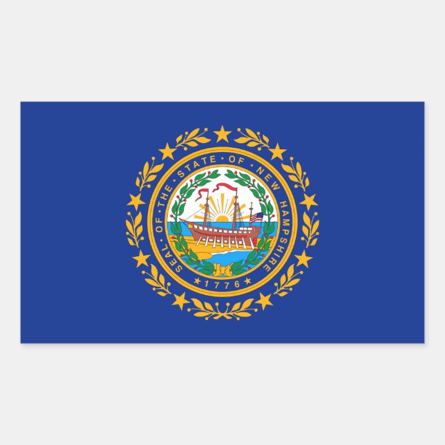 Sticker Rectangulaire Conception du drapeau d'état du New Hampshire (Devant)