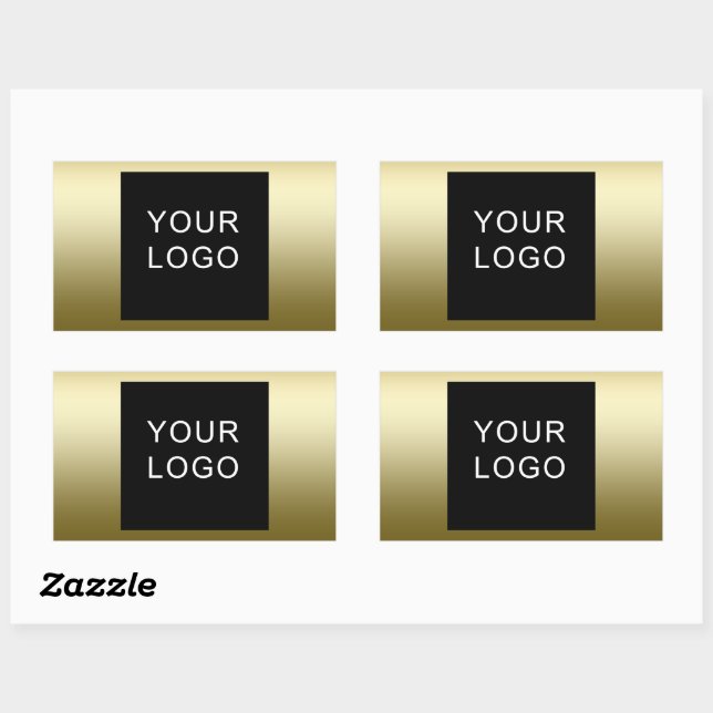 Sticker Rectangulaire Conception du logo de Faux Gold Business (Feuille)