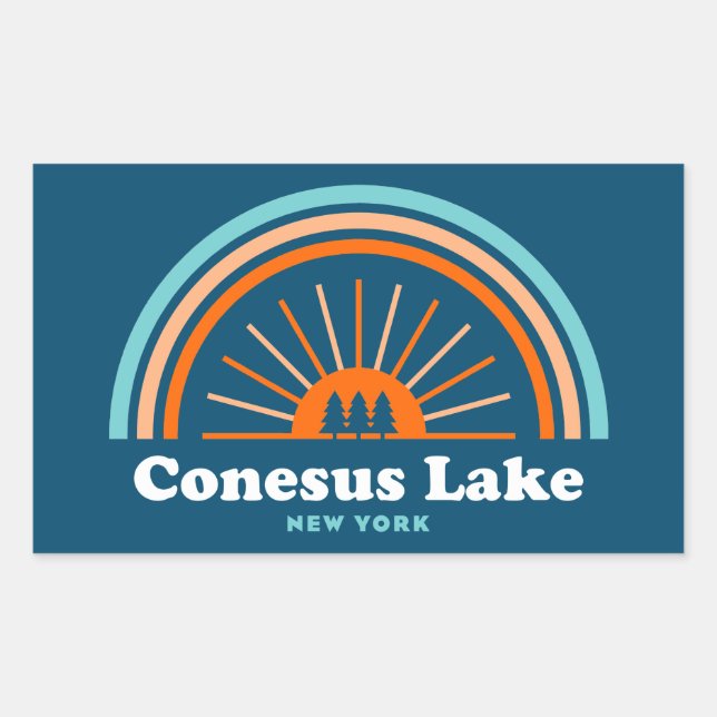Sticker Rectangulaire Conesus Lake New York Rainbow (Devant)