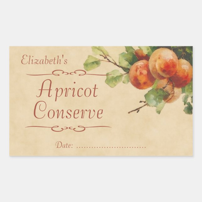 Sticker Rectangulaire Confiture ou conserve d'abricot (Devant)