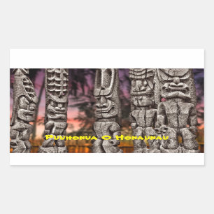 Sticker Rectangulaire Conseil tribal Tiki, Big Island Hawaii,