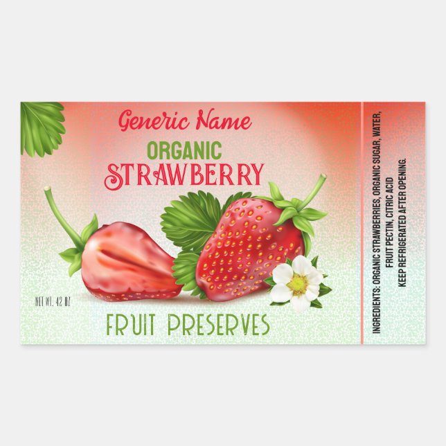 Sticker Rectangulaire Conserve de fruits de fraise (Devant)