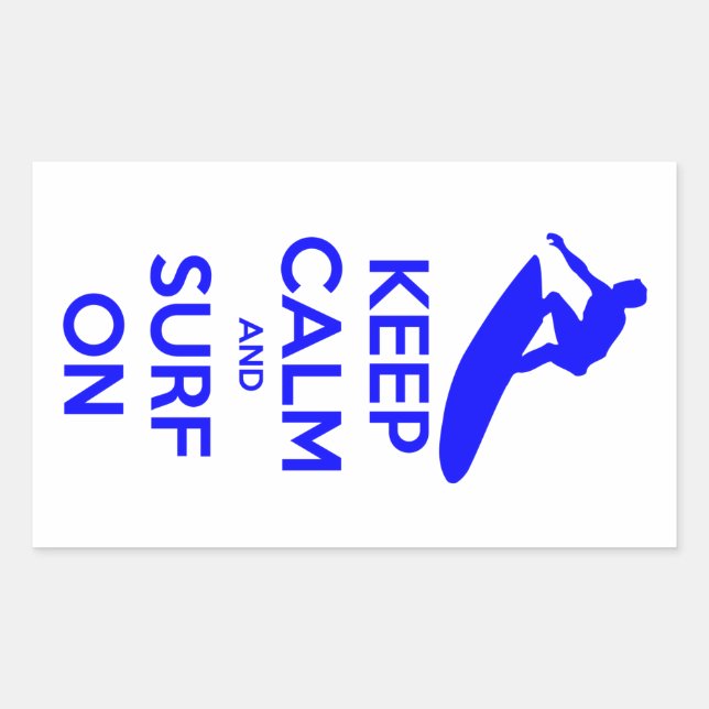 Sticker Rectangulaire Conserver le calme et le Surf (Devant)