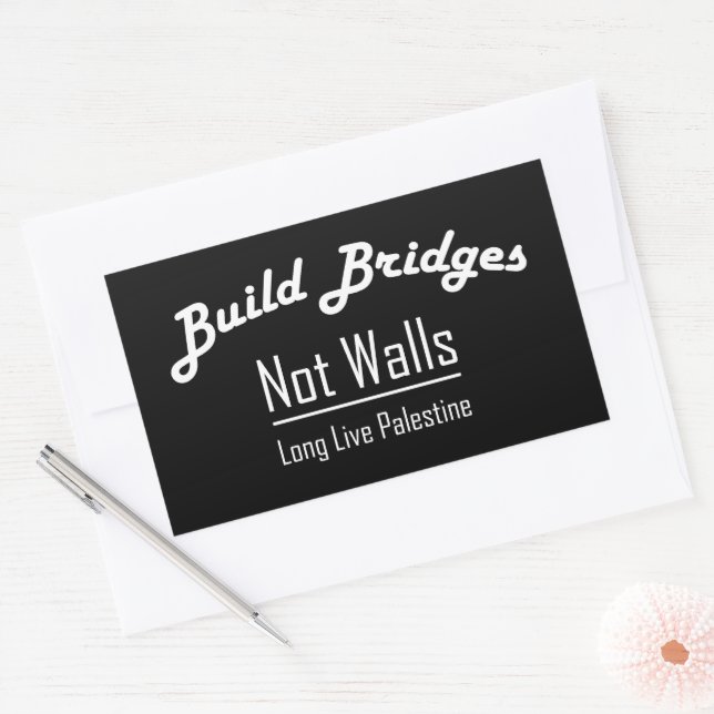 Sticker Rectangulaire Construire des ponts pas des murs - Palestine libr (Enveloppe)