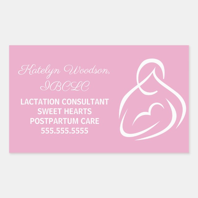 Sticker Rectangulaire Consultant en lactation Expert en allaitement rose (Devant)