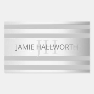 Sticker Rectangulaire Contemporain Faux Argent Ombre Gris