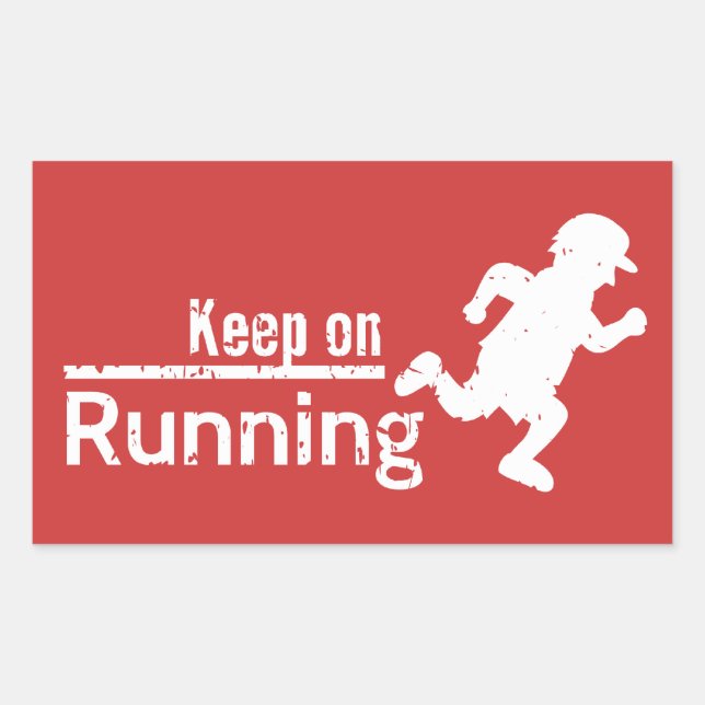 Sticker Rectangulaire Continuez à Courir en Grunge Blanc (Devant)
