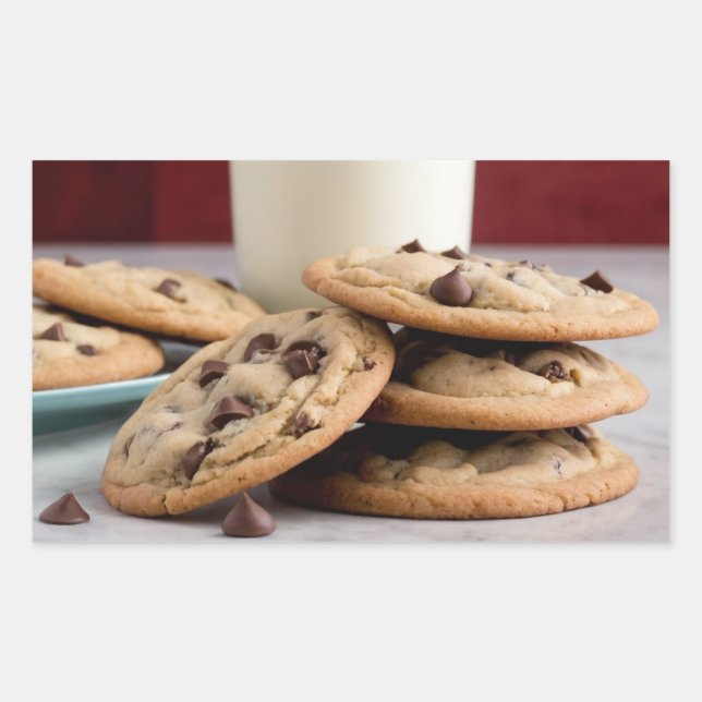 Sticker Rectangulaire Cookies et lait (Devant)