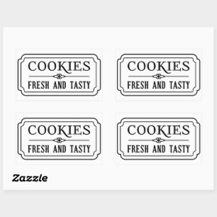 Sticker Rectangulaire Cookies Vintage Frais et Savoureux Design de Boula