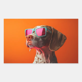 Sticker Rectangulaire Cool Bracco italiano dog with sunglasses