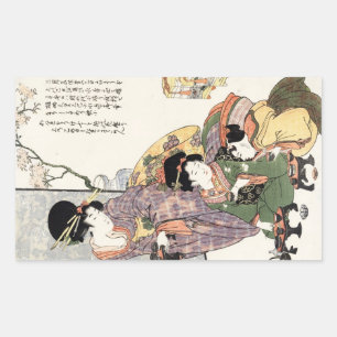 Sticker Rectangulaire Cool japonais vintage ukiyo-e dame et enfants
