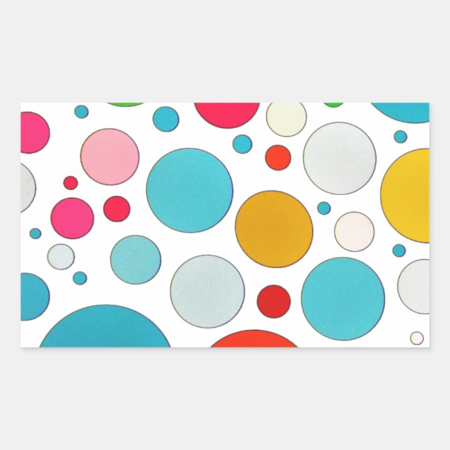 Sticker Rectangulaire Cool mignon bulles de taille différente et pois (Devant)