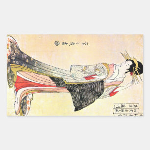 Sticker Rectangulaire Cool oriental japonais classique geisha lady art