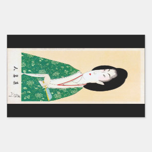 Sticker Rectangulaire Cool oriental japonais classique geisha lady art