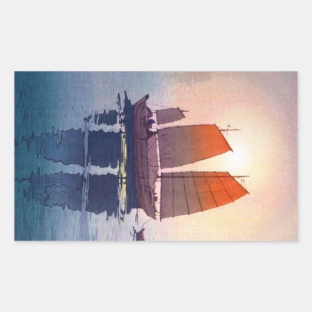 Sticker Rectangulaire Cool oriental japonais Hiroshi Yoshida matin (Devant)