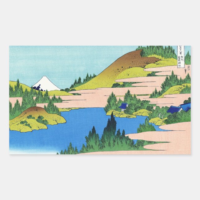 Sticker Rectangulaire Cool oriental japonais Hokusai Fuji Voir le paysag (Devant)