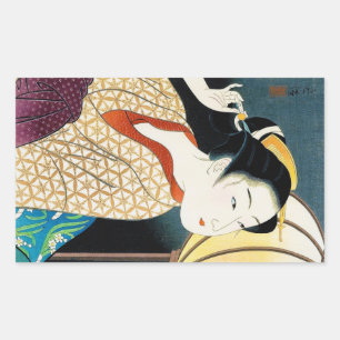 Sticker Rectangulaire Cool oriental japonais Takane Koko geisha lady art