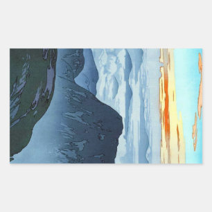 Sticker Rectangulaire Cool oriental japonais Yoshida paysage de montagne