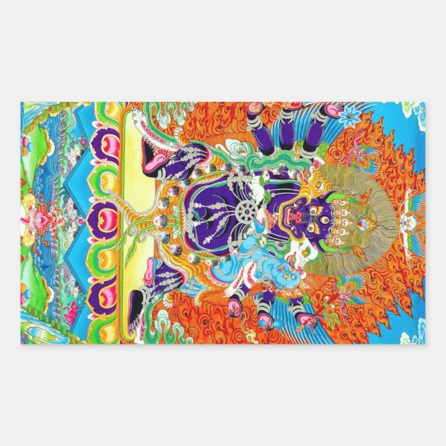 Sticker Rectangulaire Cool oriental tangka Yamantaka mort dieu tatouage (Devant)