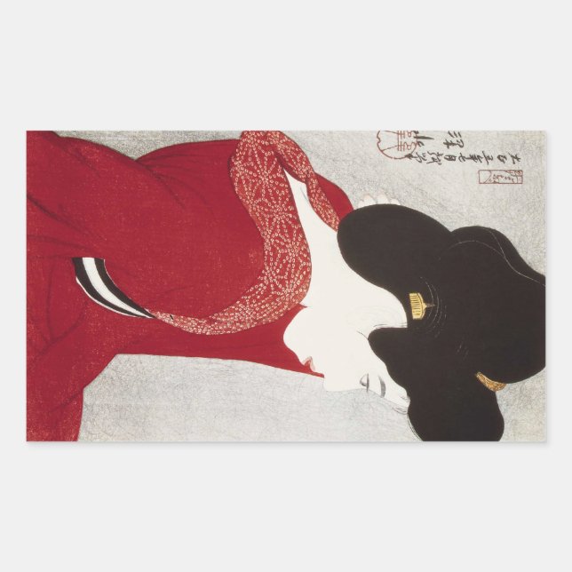 Sticker Rectangulaire Cool orientale classique geisha lady woprint art (Devant)