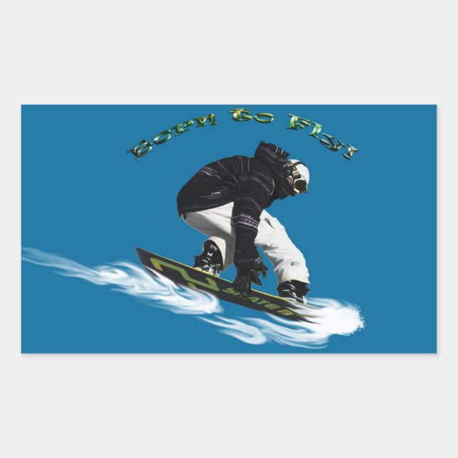 Sticker Rectangulaire Cool Snow Boarder Hiver Sports Thème (Devant)