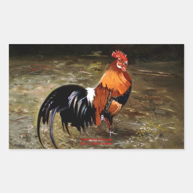 Sticker Rectangulaire Coq/Gaulois/Rooster (Devant)