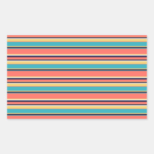 Sticker Rectangulaire Corail vivant, rayures bleues et jaunes