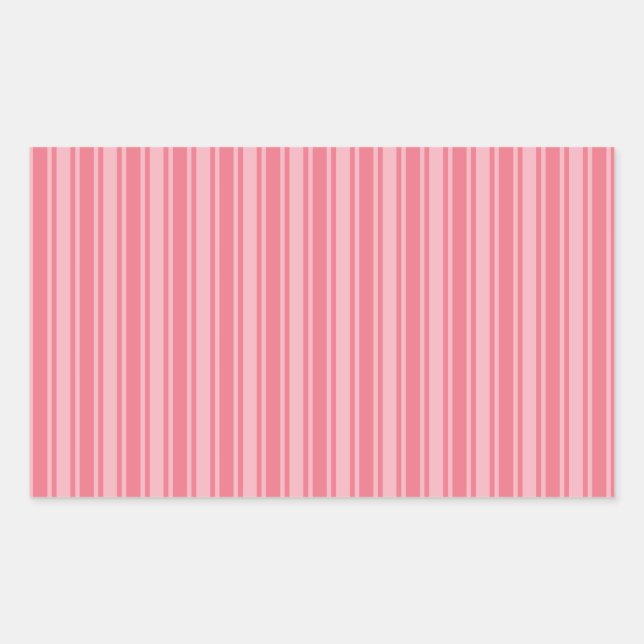Sticker Rectangulaire Coral rose bonbons rayures (Devant)