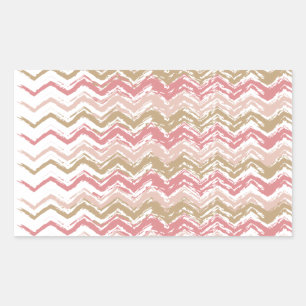Sticker Rectangulaire Coral Spice Scribble ZigZag Chevron Motif