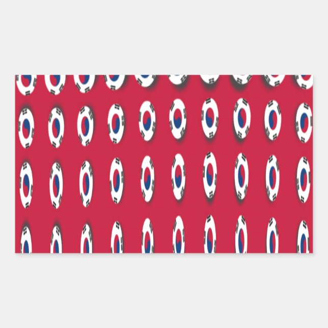 Sticker Rectangulaire Corée du Sud Polka Dot Drapeau Design d'art : une  (Devant)