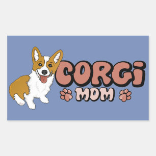 Sticker Rectangulaire Corgi Maman