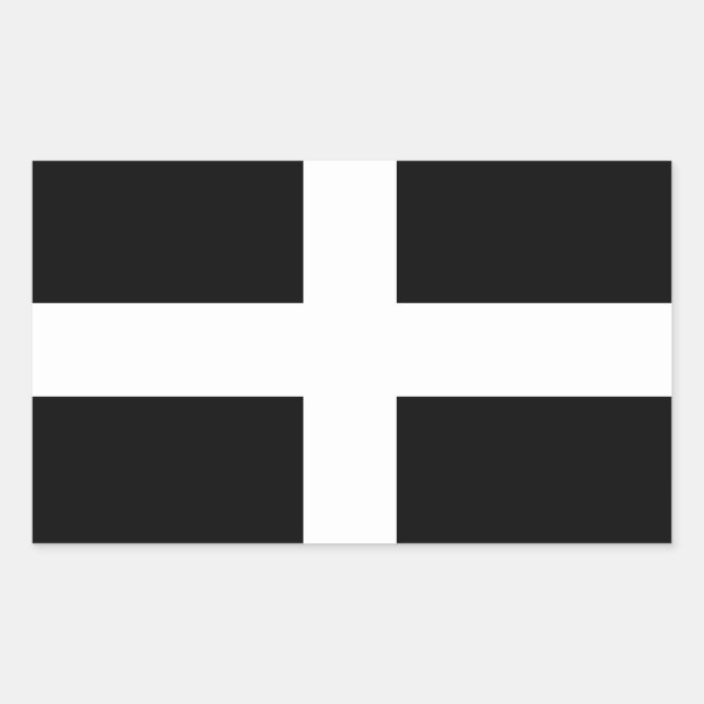 Sticker Rectangulaire Cornouailles - Drapeau Cornique / St. Piran's (Devant)