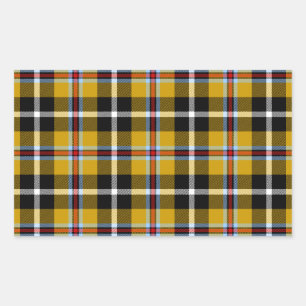 Sticker Rectangulaire Cornouailles National Tartan Jaune et Noir Plaid