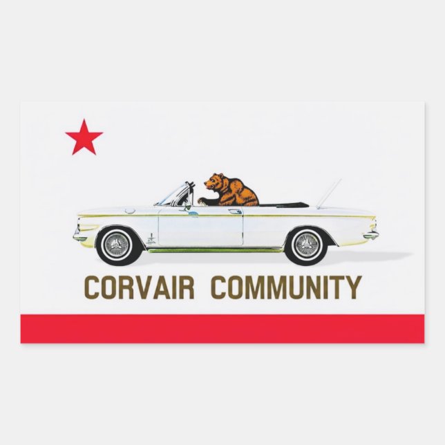 Sticker Rectangulaire Corvair Community California EM flag (Devant)