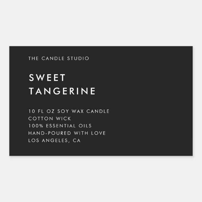 Sticker Rectangulaire Cosmétique minimaliste d'emballage noir moderne (Devant)