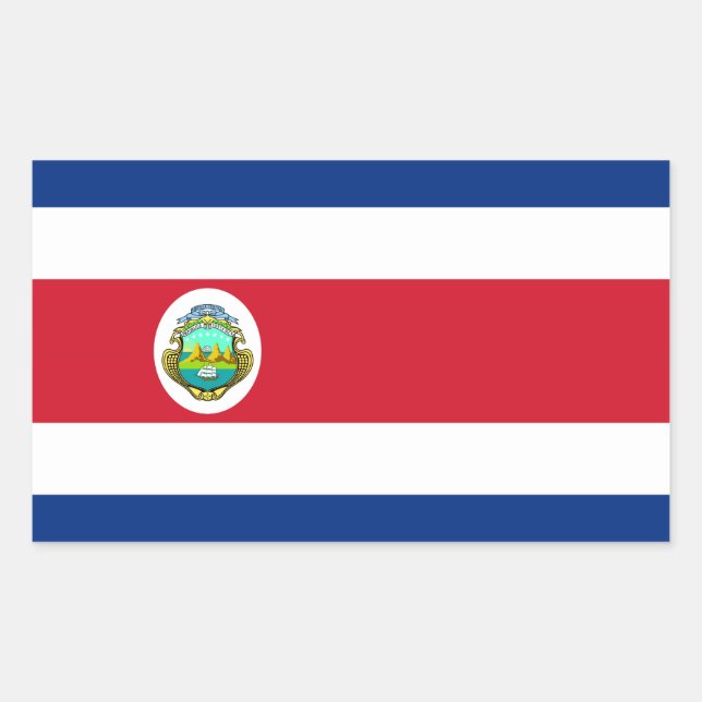 Sticker Rectangulaire Costa Rica - Le drapeau national du Costa Rica (Devant)