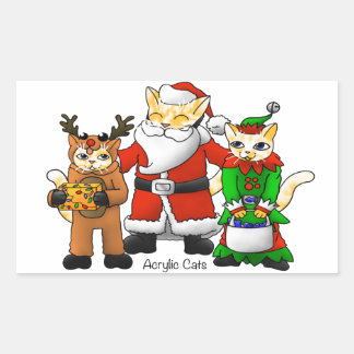 Sticker Rectangulaire Costume de Noël Shopping Famille Chats