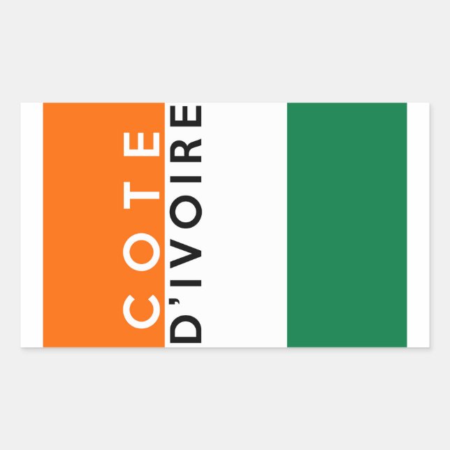 Sticker Rectangulaire cote d'ivoire pays symbole nom du drapeau texte (Devant)