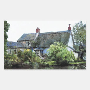 STICKER RECTANGULAIRE COTTAGE VIEIL ANGLETERRE