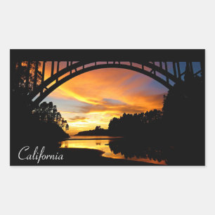 Sticker Rectangulaire Coucher de soleil côtier Orange Californie sous le