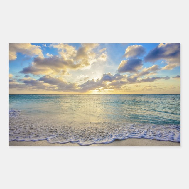 Sticker Rectangulaire Coucher de soleil d'Aruba au-dessus de la mer mobi (Devant)